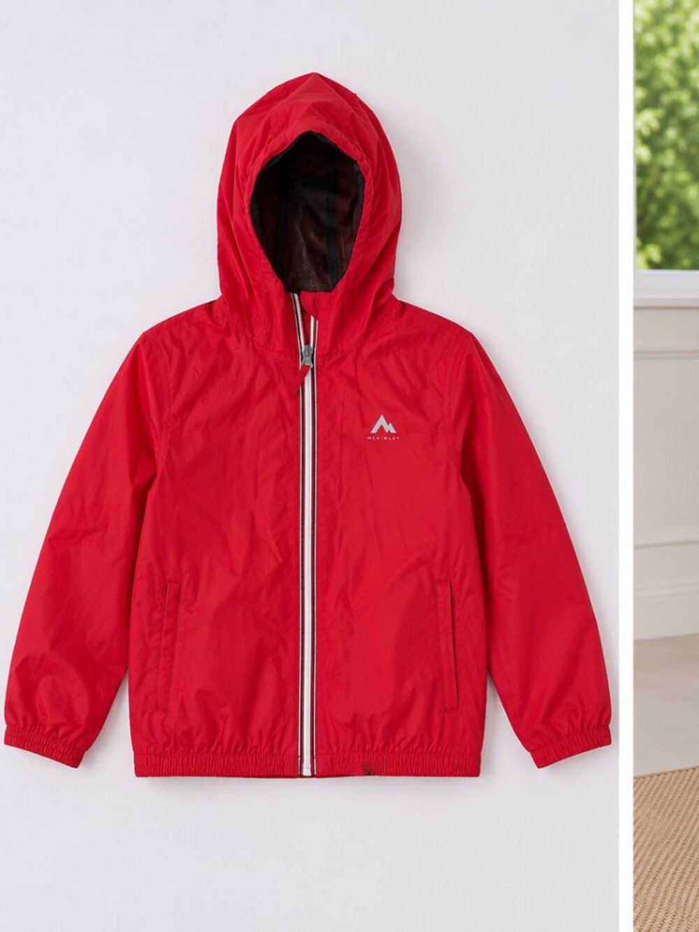 McKinley Girls Red Hooded Rain Jacket Windbreaker Size 8